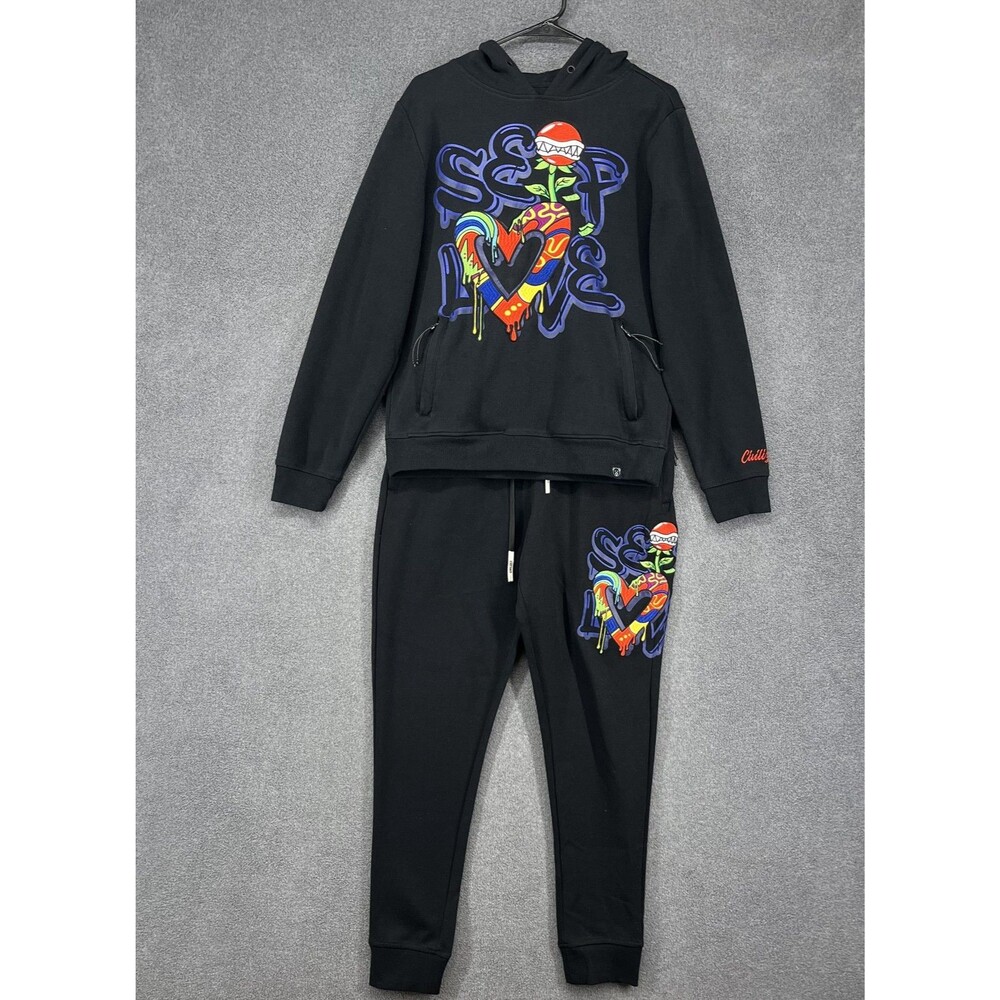 Civilized Hoodie Sweatpants Set Mens Small‎ Self Love Embroidered Streetwear